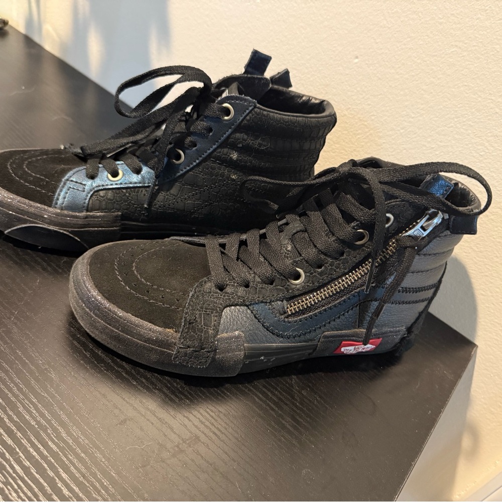 Vans Black High-Top Sneakers with Side Zip Detail